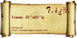 Toman Ádám névjegykártya