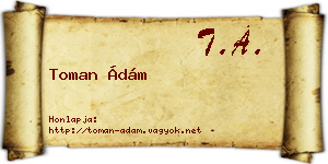 Toman Ádám névjegykártya